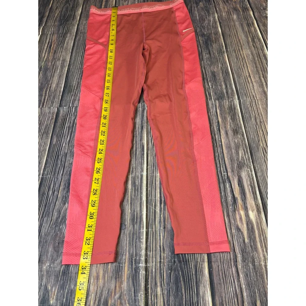 Nike Pro Dri-FIT High Waisted Leggings Womens M Red Rust Crop DX0063-655